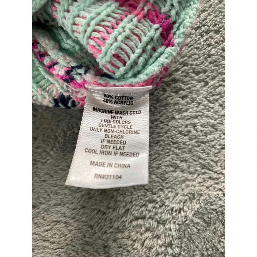 Crown & Ivy Womens Mint Green Fair Isle Mock Neck Knit Sweater Size Medium
